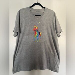Polo by Ralph Lauren Gray Tee with tie dyed Logo